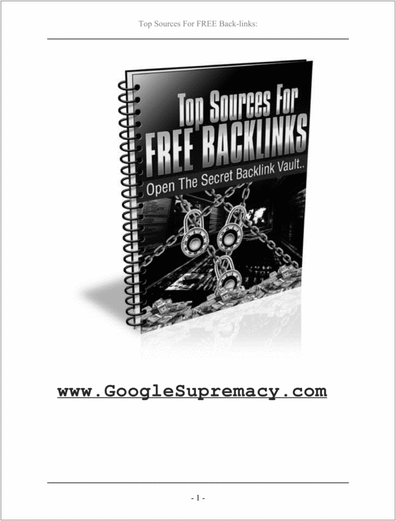 Product picture Top Sources For FREE Backlinks